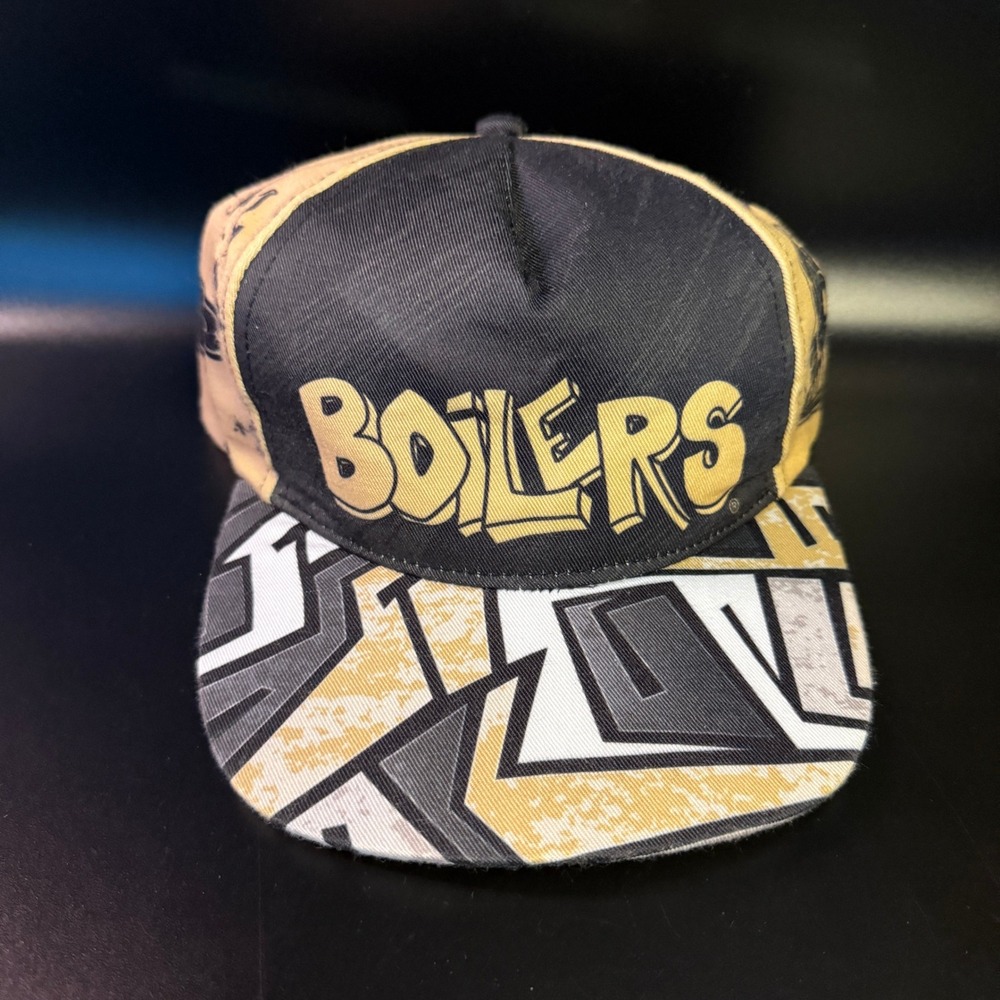 Purdue Boilers Boiler Up Hammer Down Black Gold Cotton Snapback‎ Hat Mens OSFM